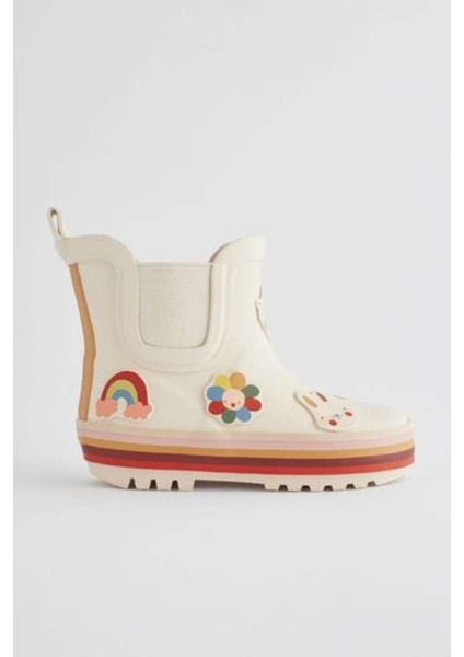 Krem Chelsea Animal Desenli Su Geçirmez Yağmur Çizmesi / Bot fiyatları