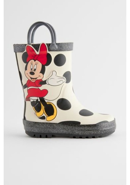Siyah Beyaz - Minnie Mouse Desenli Su Geçirmaz Yağmur Botu / Çizme fiyatları