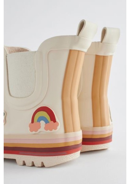 Krem Chelsea Animal Desenli Su Geçirmez Yağmur Çizmesi / Bot modelleri