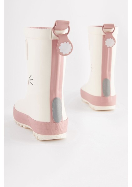 Beyaz Tavşan Desenli Su Geçirmez Yağmur Çizmesi/ Bot fırsatları