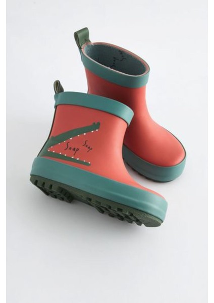 Rust Brown Timsah Desenli Su Geçirmez Yağmur Botu / Çizme