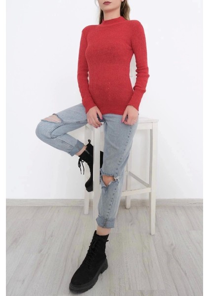 Casual Kadın Triko Yarım Balıkçı Yaka Kırmızı Dar Kalıp Slimfit Yeni Sezon fiyatları