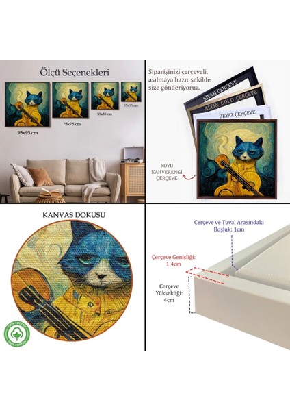 - Çerçeveli Kedi Doku TABLOSU-8357 indirimleri