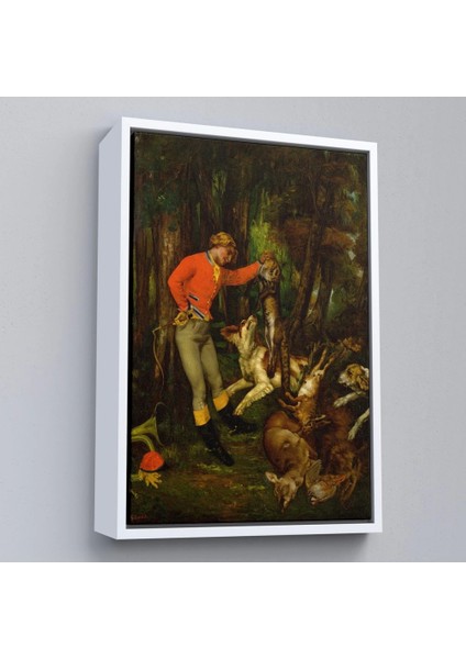- Çerçeveli Gustave Courbet -Avdan Sonra Tablo - After The HUNT-8055