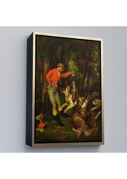- Çerçeveli Gustave Courbet -Avdan Sonra Tablo - After The HUNT-8055