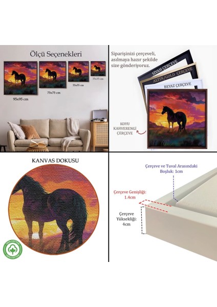 - Çerçeveli Gün Batımındaki At TABLOSU-8353 indirimleri