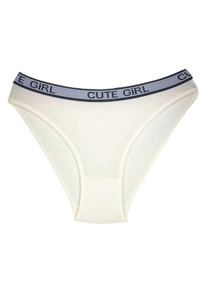 5 Adet Beli Yazılı Pamuklu Kalın Lastik Kadın Slip Külot