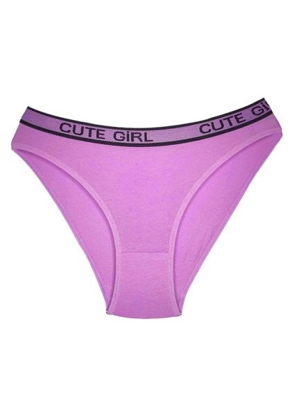 5 Adet Beli Yazılı Pamuklu Kalın Lastik Kadın Slip Külot
