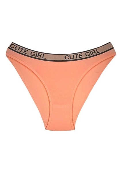 5 Adet Beli Yazılı Pamuklu Kalın Lastik Kadın Slip Külot