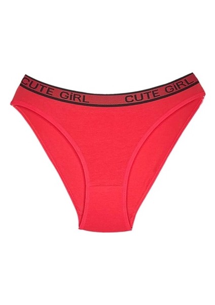 5 Adet Beli Yazılı Pamuklu Kalın Lastik Kadın Slip Külot