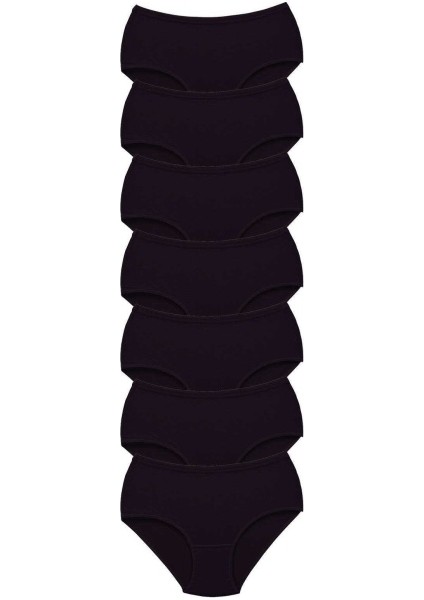 7 Adet Tutku Kadın Yüksek Bel Bato Kalın Lastik Külot Siyah