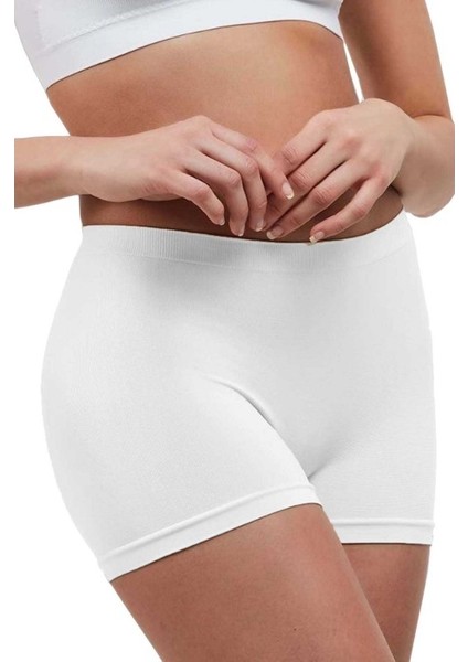 Elite Life Dikişsiz Kadın Boxer Beyaz Şort 830