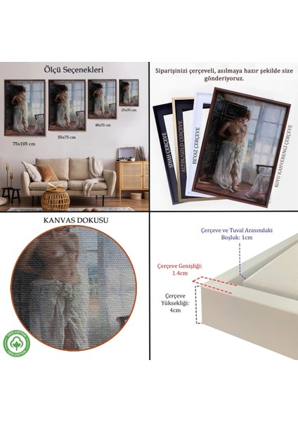 - Çerçeveli Vicente Romero Redondo - Çıplak Kadın TABLOSU-7942
