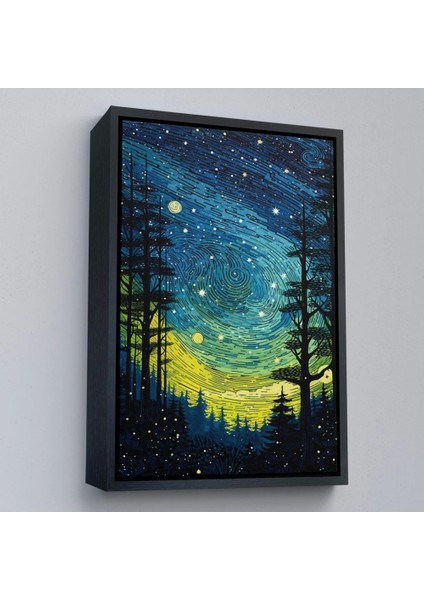 - Çerçeveli Vincent Van Gogh Tarzı Yıldızlı Gece TABLOSU-7518