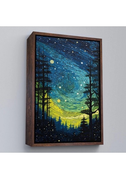 - Çerçeveli Vincent Van Gogh Tarzı Yıldızlı Gece TABLOSU-7518