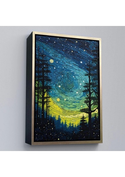 - Çerçeveli Vincent Van Gogh Tarzı Yıldızlı Gece TABLOSU-7518
