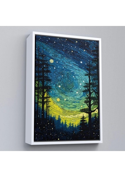 - Çerçeveli Vincent Van Gogh Tarzı Yıldızlı Gece TABLOSU-7518