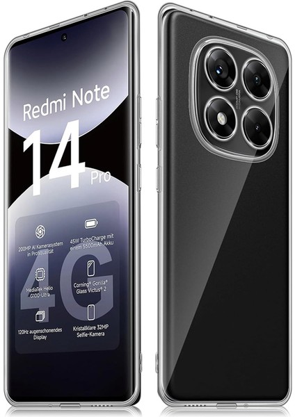 Xiaomi Redmi Note 14 Pro 4g Kılıf Kamera Korumalı Silikon Şeffaf Kapak