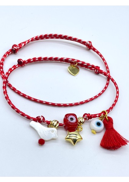 Hediyelik 2’li Lüks Kartlı Jelatinli Marteniçka Dilek Bilekliği Mart Ipi Seti