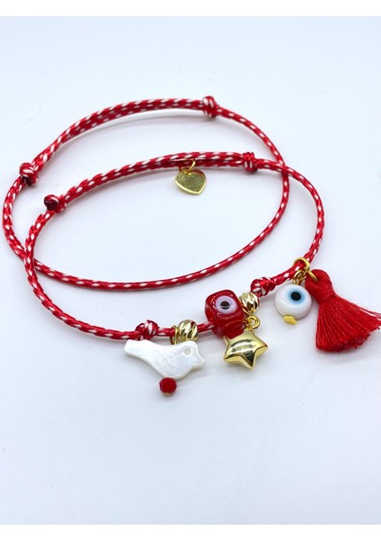 Hediyelik 2’li Lüks Kartlı Jelatinli Marteniçka Dilek Bilekliği Mart Ipi Seti fiyatları