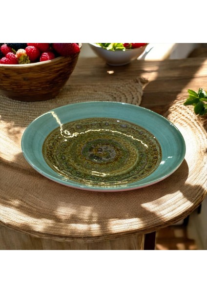 Master Chef Handmade 6lı Porselen 19 cm Çukur Yemek Tabağı - Yeşil