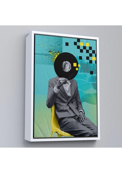 - Çerçeveli Plak Kafalı Adam Pop Art TABLOSU-7877