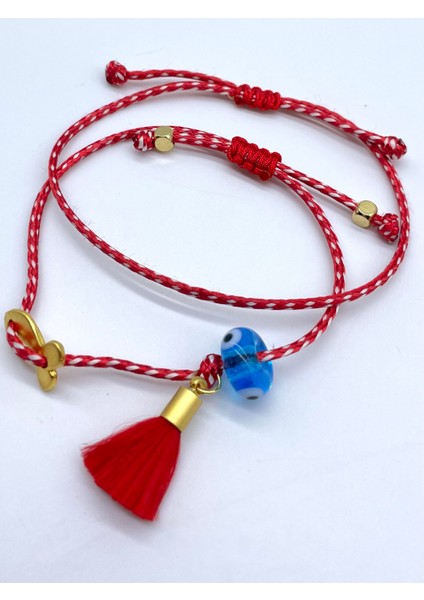 Hediyelik 2’li Lüks Kartlı Jelatinli Marteniçka Dilek Bilekliği Mart Ipi Seti