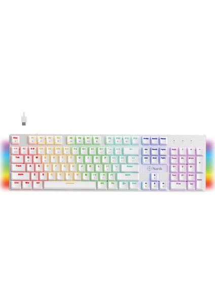 Shield White Red Switch Türkçe Q Rgb Full Metal Panel Mekanik Beyaz Gaming Klavye