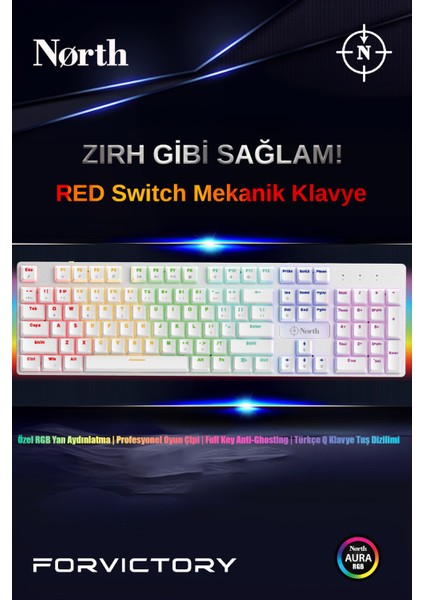 Shield White Red Switch Türkçe Q Rgb Full Metal Panel Mekanik Beyaz Gaming Klavye modelleri