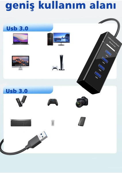 USB Girişli 4 Portlu USB Çoklayıcı USB Çoğaltıcı USB Hub USB 3.0 Laptop Notebook Desktop Pc Uyumlu