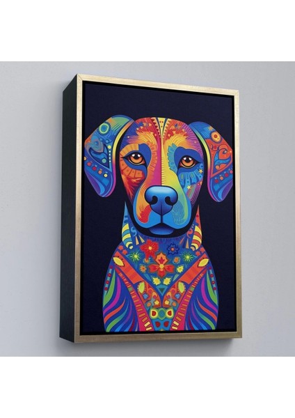 - Çerçeveli Mandala Renkli Köpek TABLO-7545