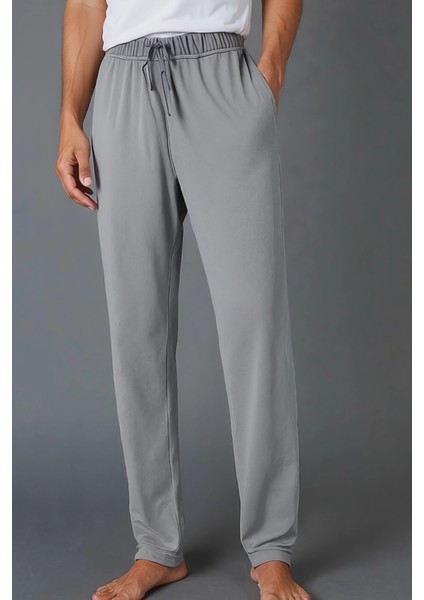 %100 Pamuk 2'li Premium Kumaş Erkek Pijama Altı Beli Relax Fit Lastikli Ipli Cepli Terletmez Esnek Siyah-Gri Rahat Kesim Regular Eşofman Paket
