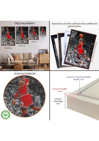 - Çerçeveli Michael Jordan Smaç TABLOSU-7736