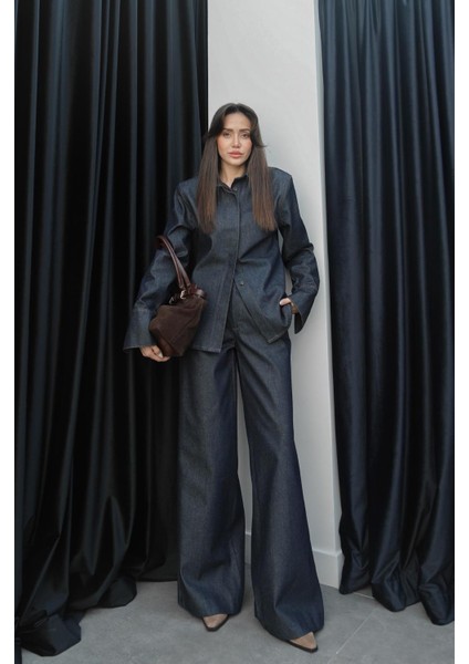 Koyu Lacivert Wide Leg Jean