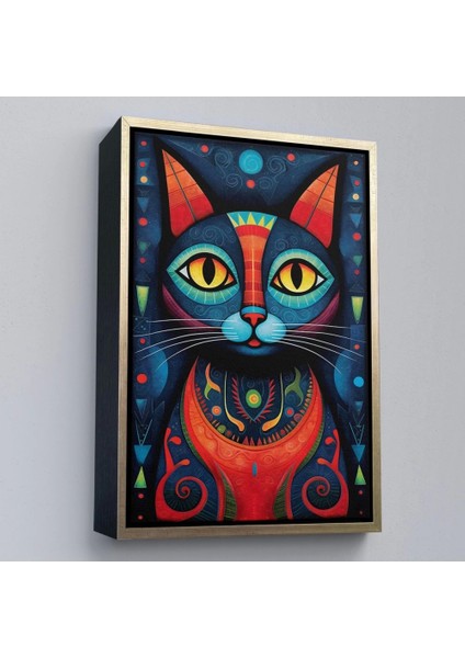 - Çerçeveli Pablo Picasso Tarzı - Soyut Renkli Kedi TABLO-7512