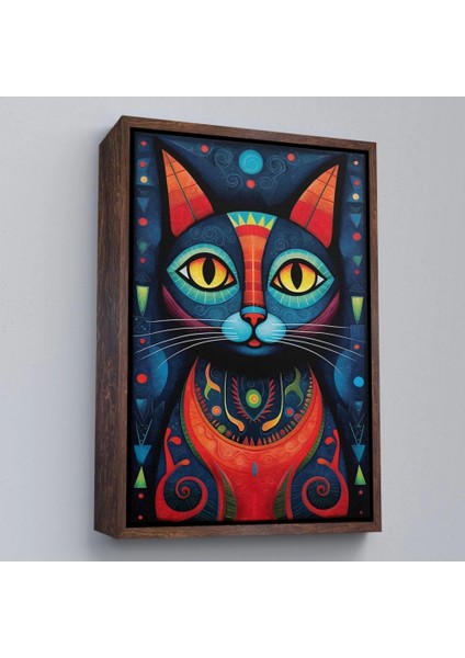 - Çerçeveli Pablo Picasso Tarzı - Soyut Renkli Kedi TABLO-7512