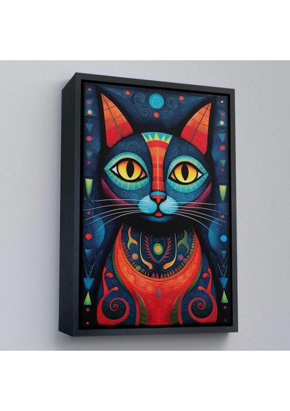 - Çerçeveli Pablo Picasso Tarzı - Soyut Renkli Kedi TABLO-7512