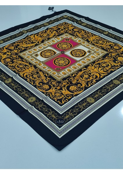 Labutik Versace Model Tivil Eşarp Siyah Fuşya