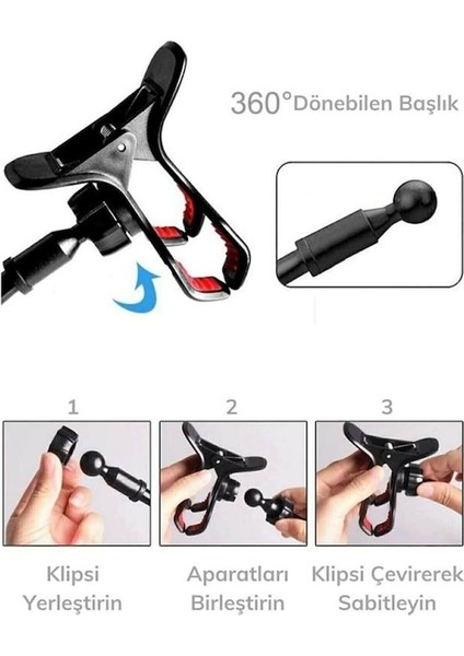 Telefon Tutucu Akrobat - Esnek Telefon Tutucu - Akrobat Tablet Tutucu - Oynar Başlıklı Telefon Standı - Portatif Telefon & Tablet Tutucu