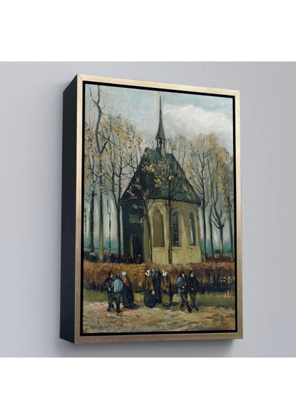 - Çerçeveli Vincent Van Gogh - Cemaat Nuenen'deki Reform Kilisesinden Ayrılıyor TABLO-7466
