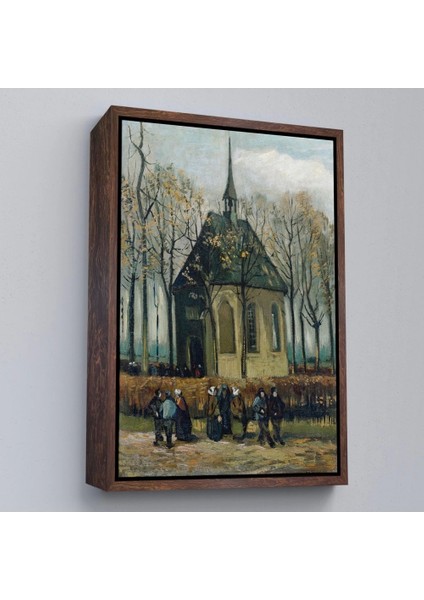 - Çerçeveli Vincent Van Gogh - Cemaat Nuenen'deki Reform Kilisesinden Ayrılıyor TABLO-7466