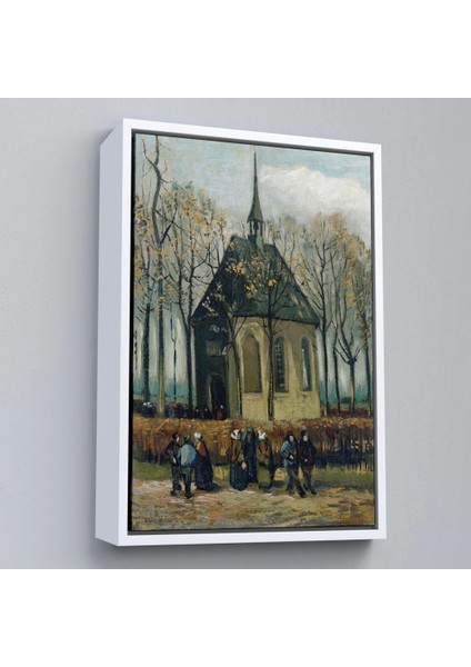 - Çerçeveli Vincent Van Gogh - Cemaat Nuenen'deki Reform Kilisesinden Ayrılıyor TABLO-7466