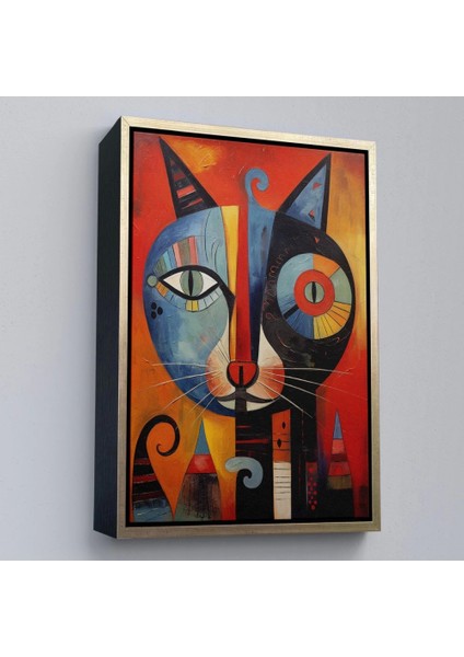 - Çerçeveli Pablo Picasso Tarzı - Soyut Renkli Kedi TABLO-7371