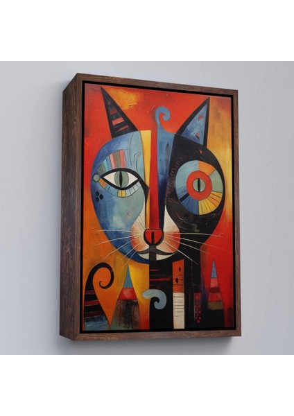- Çerçeveli Pablo Picasso Tarzı - Soyut Renkli Kedi TABLO-7371