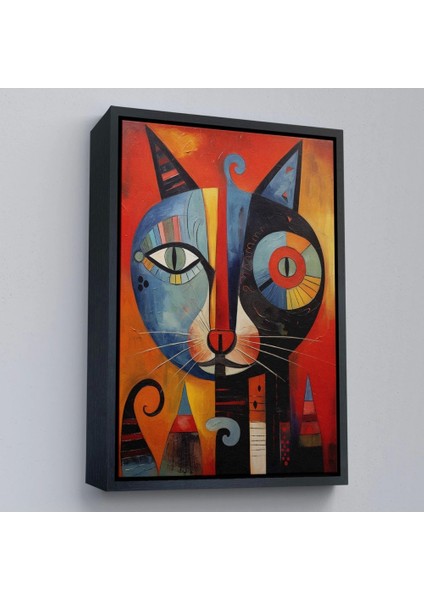 - Çerçeveli Pablo Picasso Tarzı - Soyut Renkli Kedi TABLO-7371