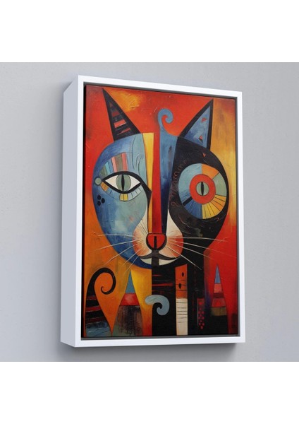 - Çerçeveli Pablo Picasso Tarzı - Soyut Renkli Kedi TABLO-7371