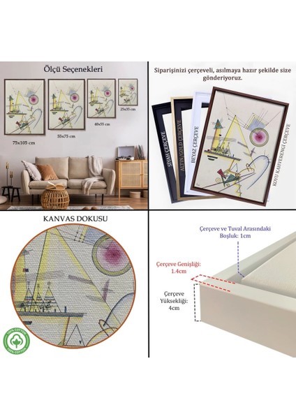 - Çerçeveli Wassily Kandinsky - Hassas Ruh TABLOSU-7499 indirimleri