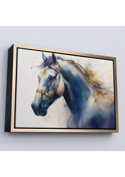 - Çerçeveli Altın Detaylı Beyaz At TABLOSU-7278 fiyatları