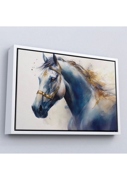 - Çerçeveli Altın Detaylı Beyaz At TABLOSU-7278 fırsatları