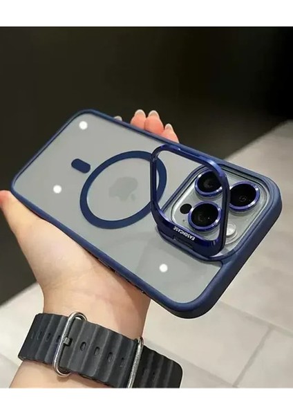 Apple iPhone 11 Kılıf Magsafe Uyumlu Kamera Standlı +Lens Koruyuculu Kapak